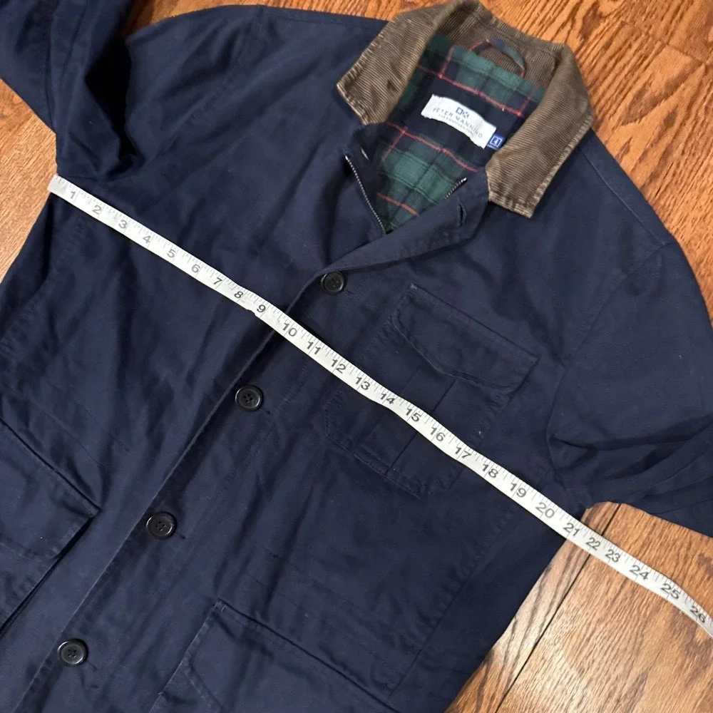 Peter Manning Navy Blue Tribeca Flannel Lined Field Barn Chore Jacket‎ Men's 4 L